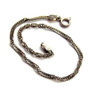 6.75" Sterling Silver Vintage Bracelet Patina Grams 1.64 Twist Italy 925 ALFI